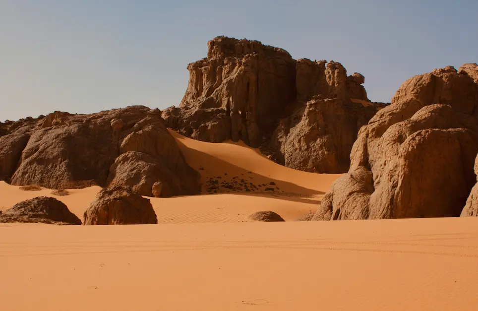 Sandstone formations and dunes in Tassili n'Ajjer National Park