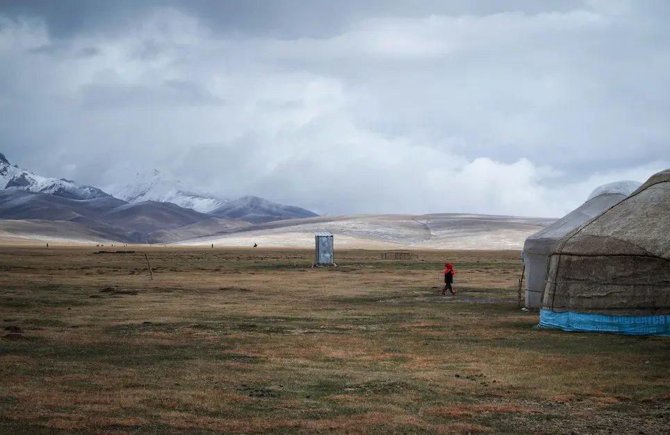 Yurt camp accommodation at Song Kul Lake