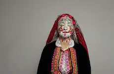 Traditional bridal face painting from the Rhodope region